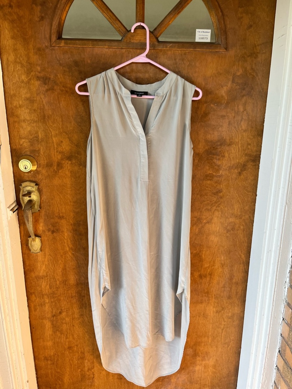 Light Gray Sleeveless Shift Dress 100% silk